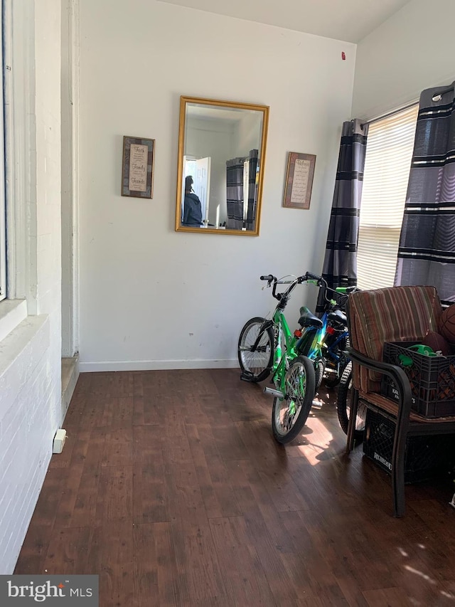 living area featuring dark hardwood / wood-style floors