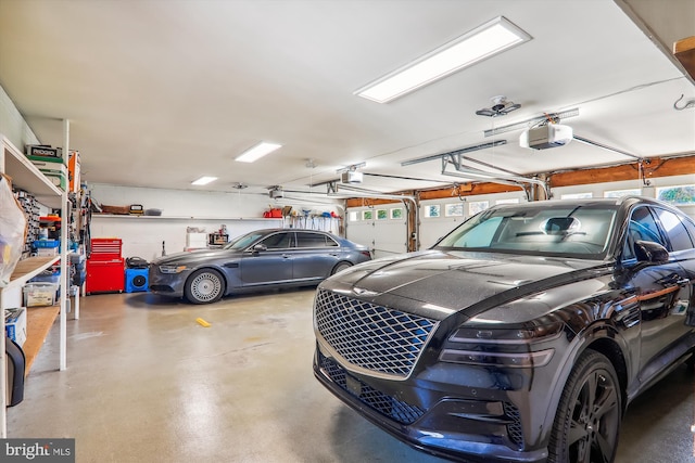 garage with a garage door opener