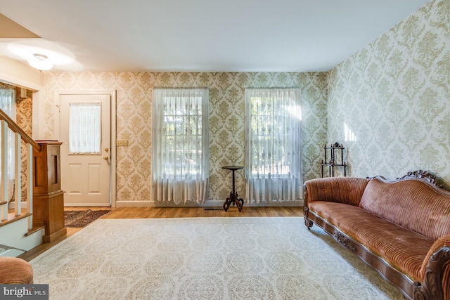 sitting room featuring light wood-type flooring