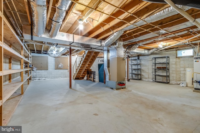 basement with heating unit