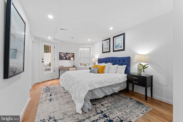 bedroom featuring light hardwood / wood-style flooring