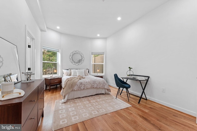 bedroom with light wood-type flooring