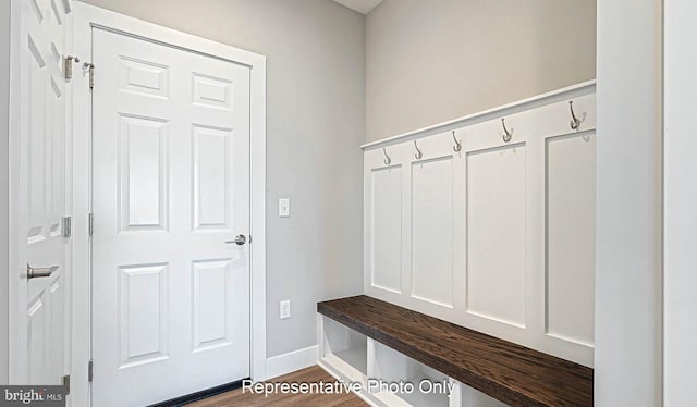 mudroom featuring hardwood / wood-style floors