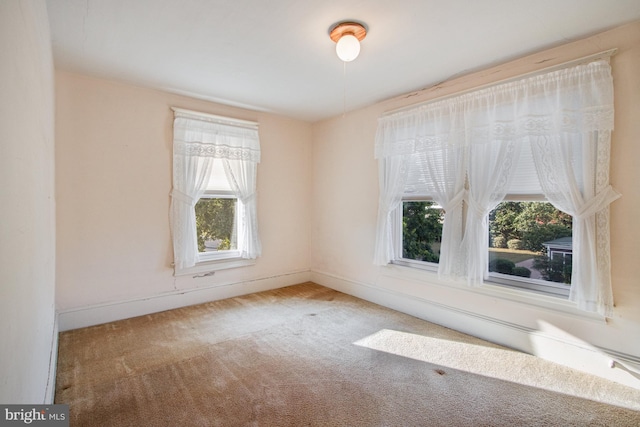 spare room featuring a wealth of natural light and carpet floors