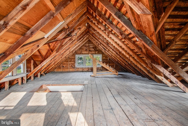 view of unfinished attic