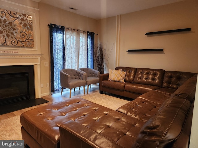 living room with wood-type flooring