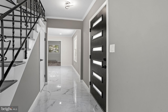 hallway with crown molding