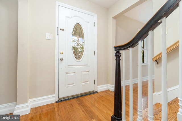 foyer with light wood-type flooring