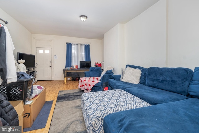 living room with hardwood / wood-style floors