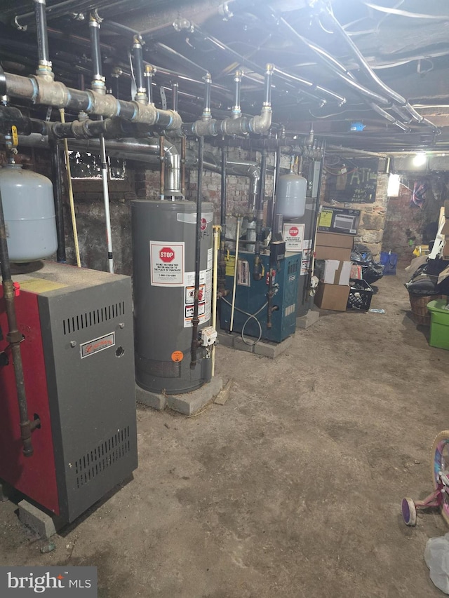 utility room with water heater