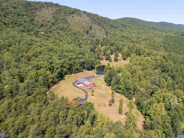 birds eye view of property featuring a water and mountain view