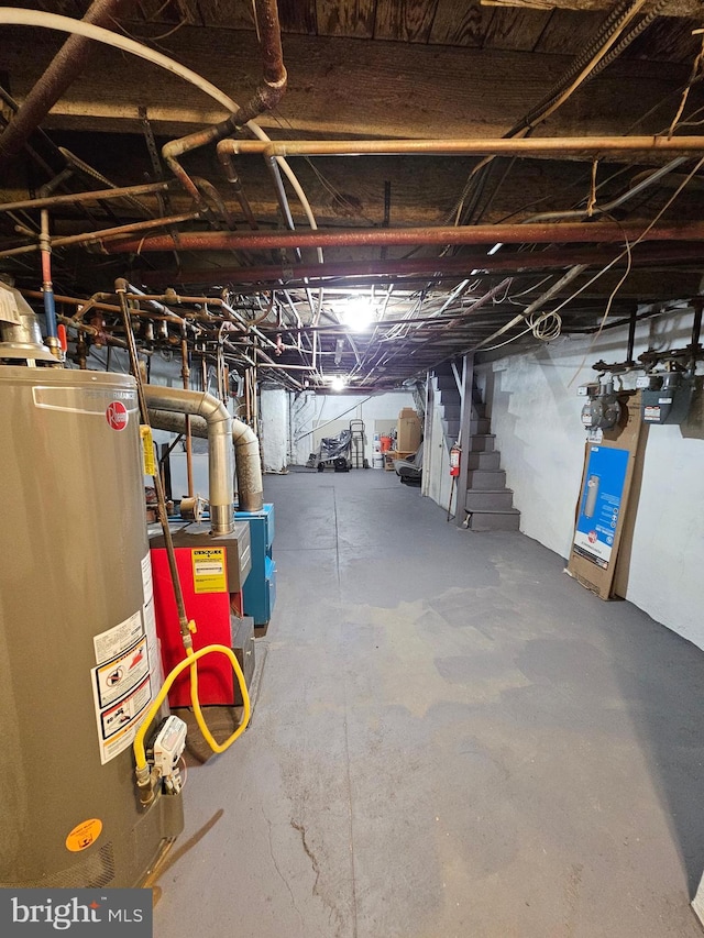 basement with gas water heater