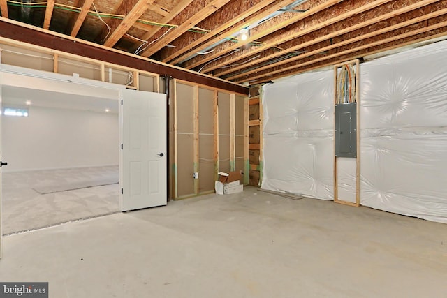 basement with electric panel