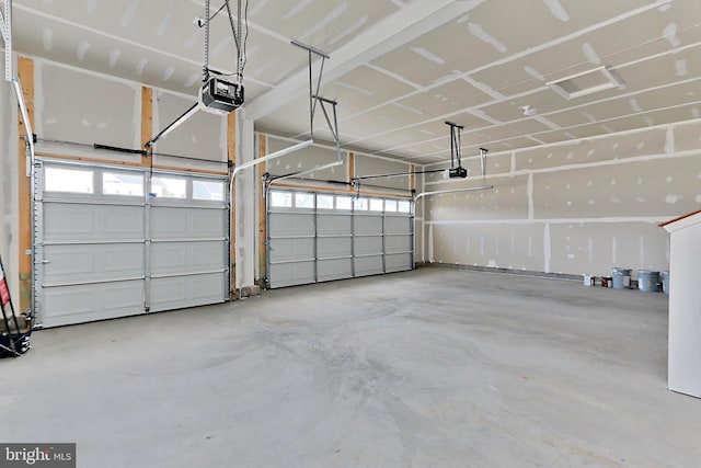 garage with a garage door opener