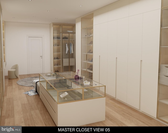 kitchen featuring light hardwood / wood-style floors and white cabinets