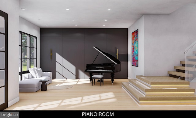 sitting room with light wood-type flooring