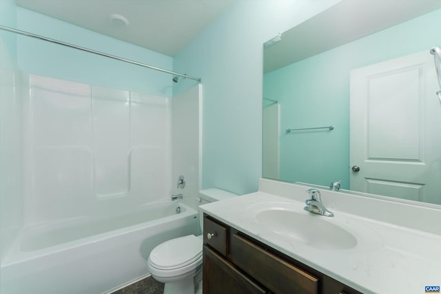 full bathroom with vanity, toilet, and shower / tub combination