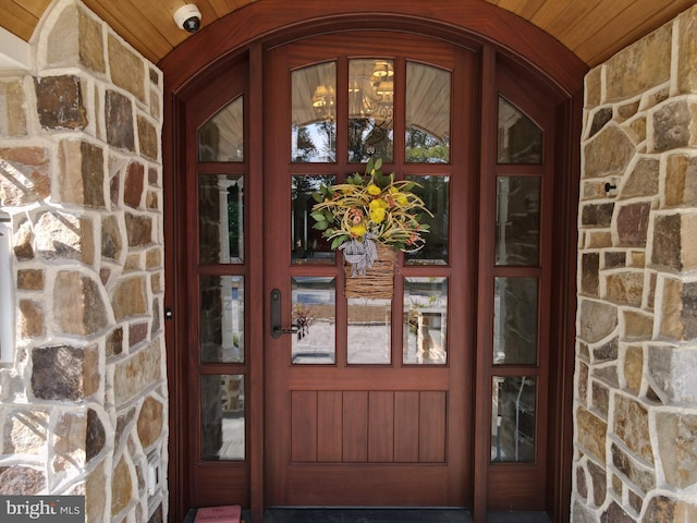 entrance to property featuring french doors