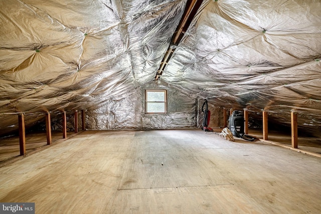 view of unfinished attic