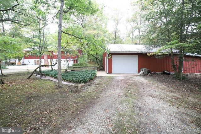 exterior space with a garage