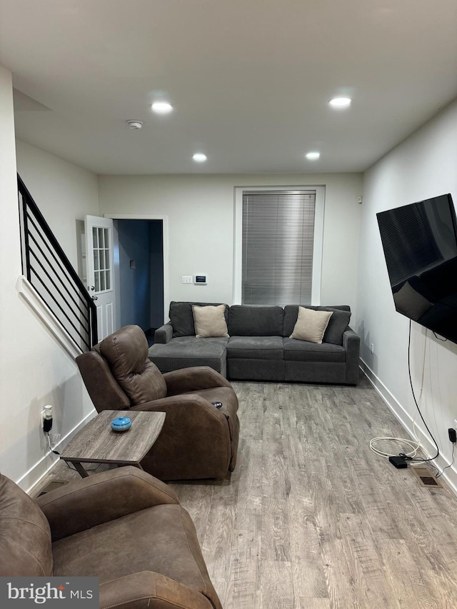 living room featuring light hardwood / wood-style floors