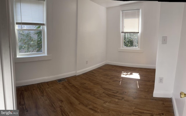 empty room with dark wood-type flooring