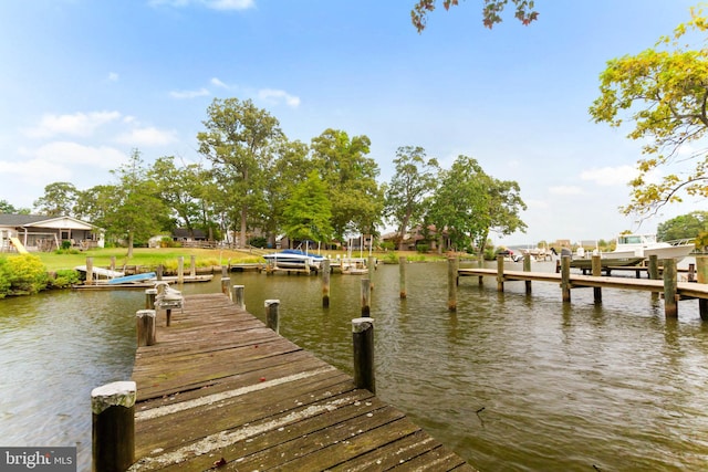 view of dock featuring a water view