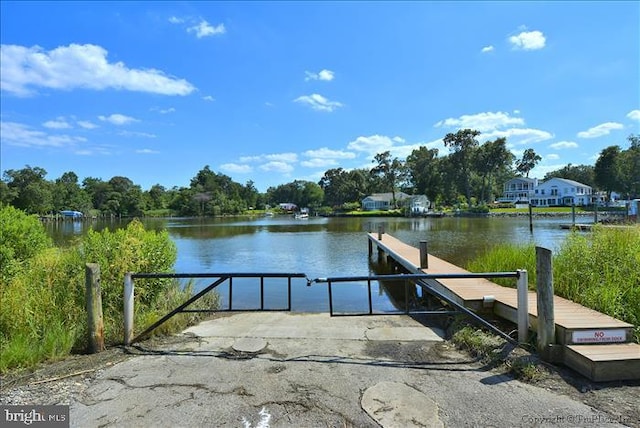 view of dock featuring a water view