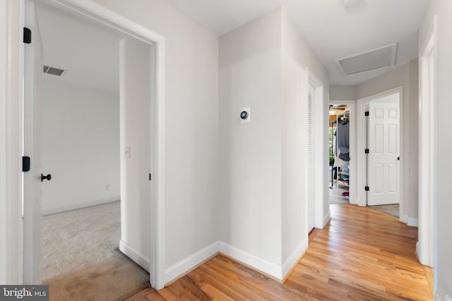 corridor with light wood-type flooring