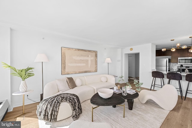 living room featuring light hardwood / wood-style flooring