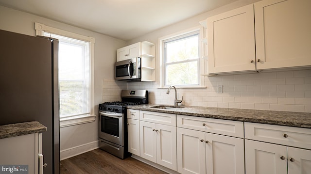 kitchen with a healthy amount of sunlight, stainless steel appliances, and sink