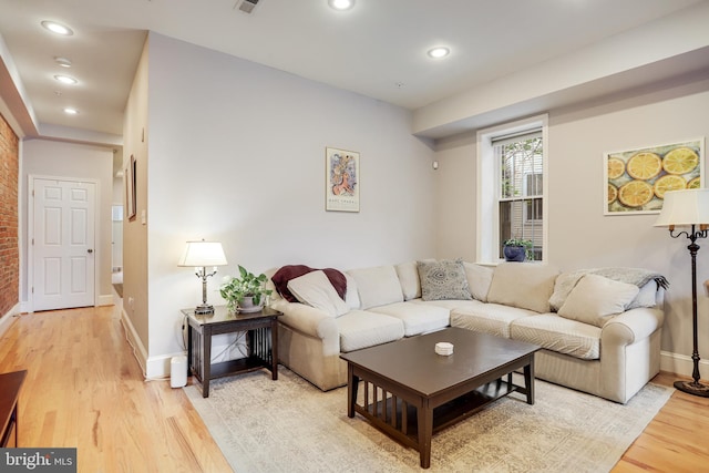 living room with light wood-type flooring