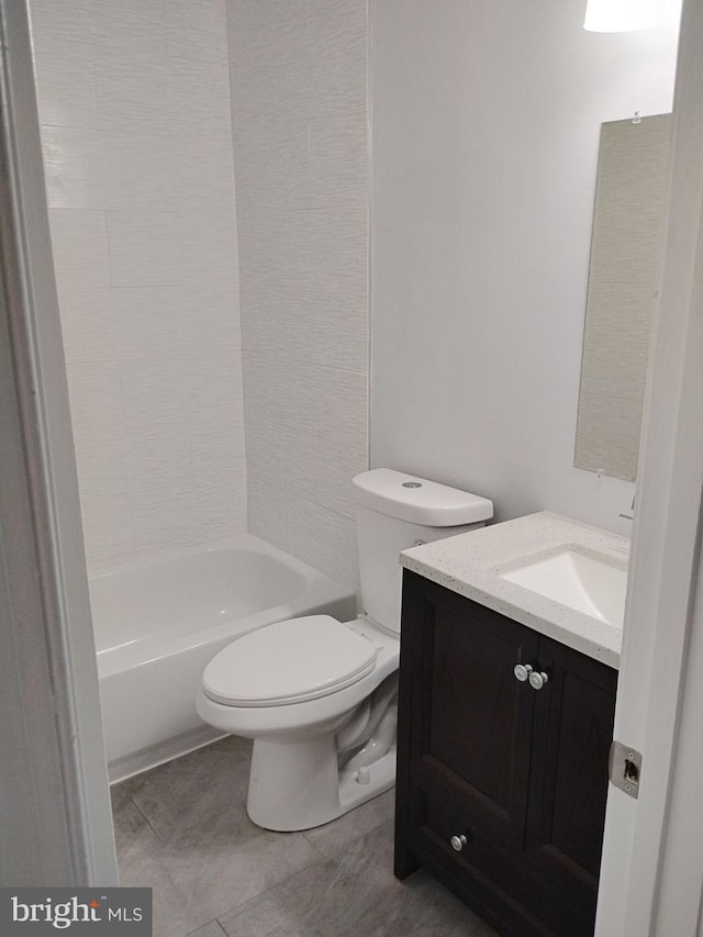 full bathroom with tile patterned flooring, vanity, toilet, and shower / bathtub combination