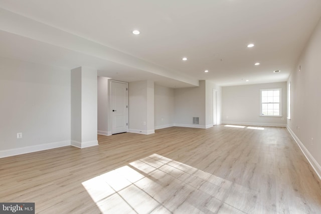 interior space with light hardwood / wood-style floors