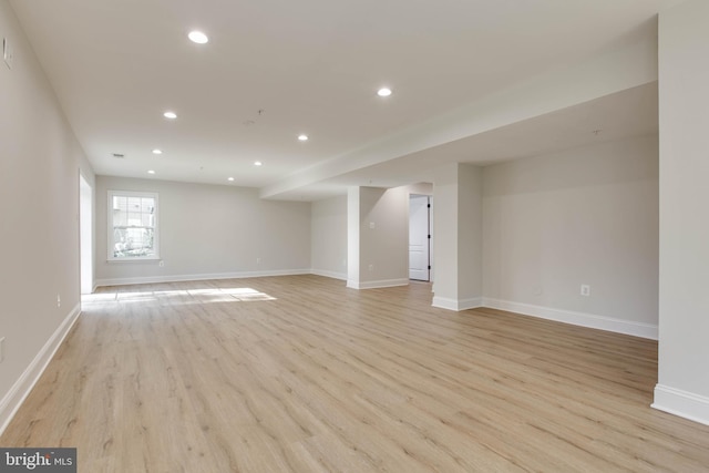 interior space with light hardwood / wood-style flooring