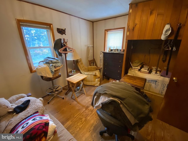 misc room with light hardwood / wood-style floors