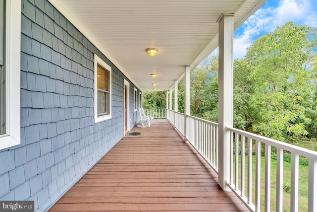 deck featuring covered porch