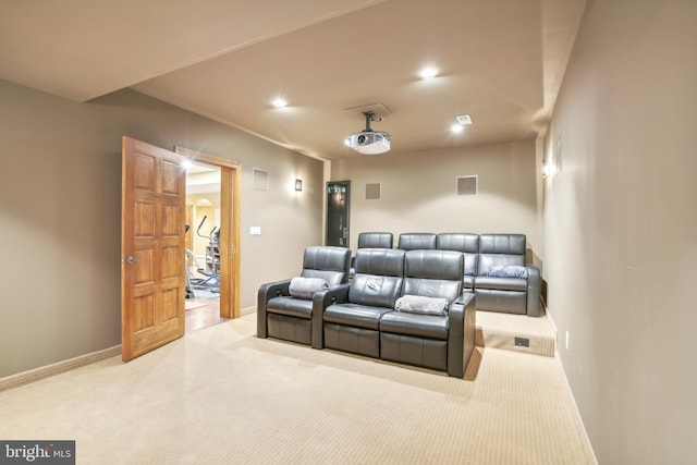 view of carpeted home theater room