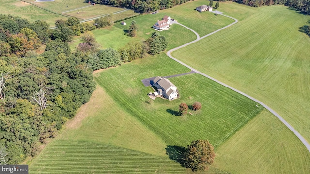 aerial view with a rural view