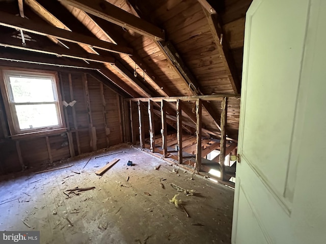 view of unfinished attic