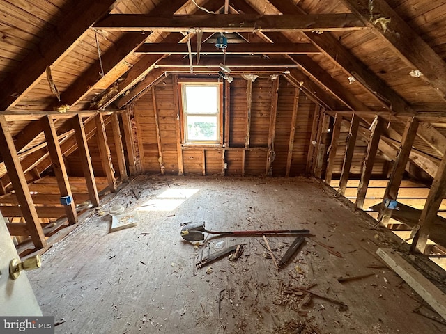 view of unfinished attic