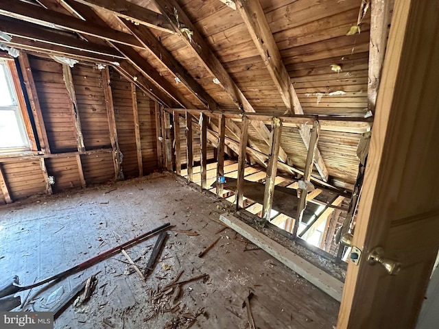 view of unfinished attic