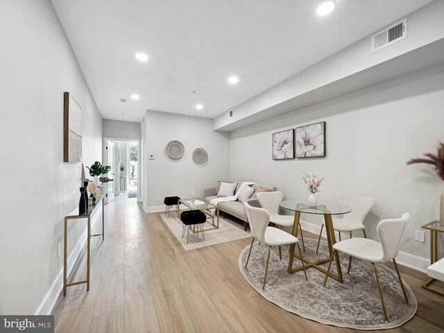 living room featuring light hardwood / wood-style floors