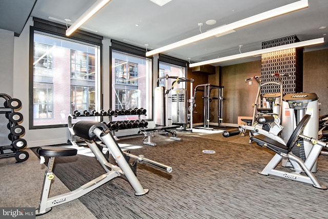 workout area featuring plenty of natural light