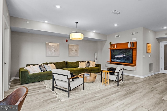 living room featuring light hardwood / wood-style flooring