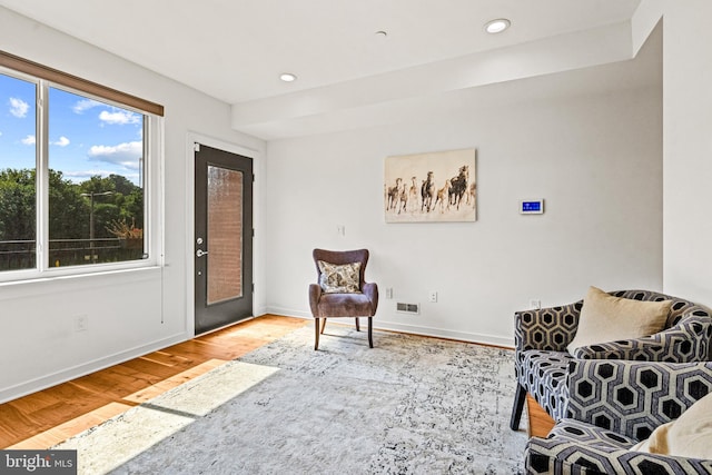 living area featuring wood-type flooring