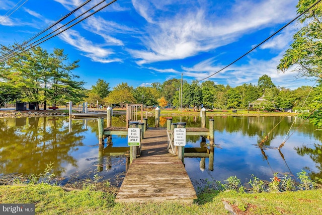 dock area featuring a water view