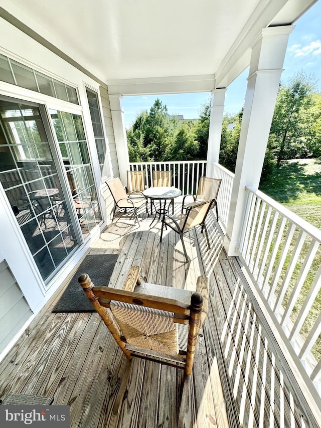 deck with a porch