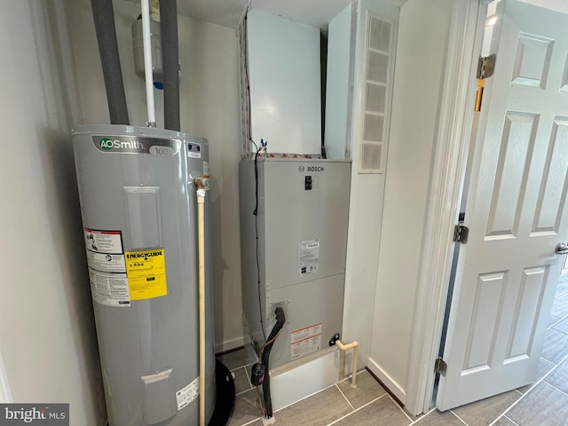 utility room with electric water heater