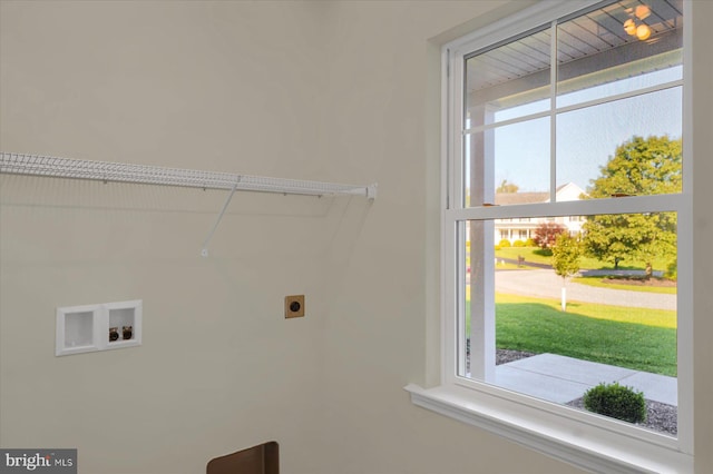 washroom featuring electric dryer hookup and hookup for a washing machine